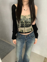 エベレット ボヘミアン ノースリーブ トップ