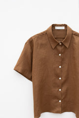 Linen half shirts (Brown)
