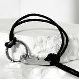 Leather string lettering bracelet_black