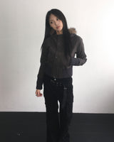 Stud belt boots cut pants
