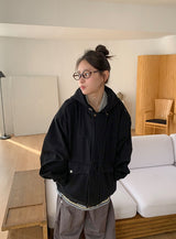 [unisex] サルコットンフードジップアップジャケット