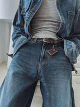 クシバックバンドバルーンデニムパンツ