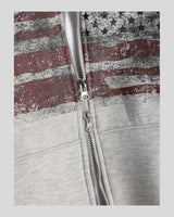 (UNISEX) USA Flag Fur Hood Zip-up