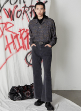Japanese-style retro washed denim loose flared straight-leg long pants