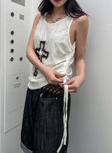 Vintage Cross Lace String Sleeveless