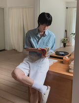 リオンストライプハーフシャツ