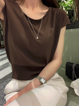 Aday Cap Sleeve Sleeve Knit Sleeveless Top / 5 Colors
