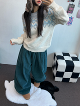コーデュロイオールバンディングバルーンパンツ ❤🩶💚3COLOR