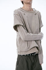 DAMAGE LAYERED L/S TEE (BEIGE)
