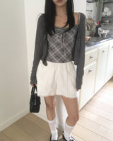 Beautin Strap Check Tank & Cardigan Set