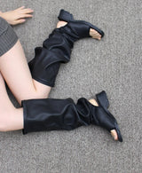 LEATHER THONG SLOUCH BOOTS