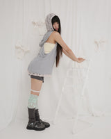  LACE LAYERED OVER KNEESOCKS / GREYMINT