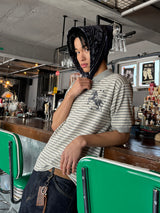 STRIPE UNICORN POLO SHORT SLEEVE MELANGE WHITE