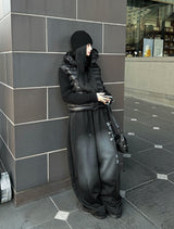 Black tech knit padding jacket