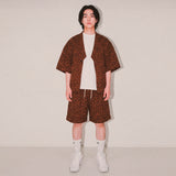 flower turn-up shorts_brown