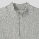 Jireon Half Zip-Up Ribbed Long Sleeve T-Shirt