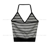 Multi strip knit halter sleeveless