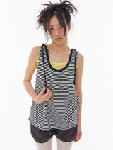 Mia Sleeveless Hoodie Stripe
