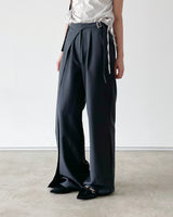Carbon side buckle wrap slacks