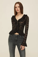 Floral ruffle cardigan