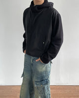 Contrast Highneck Hood Zip-up