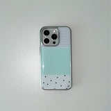 [MADE] [+MagSafe] ドッティ ストライプ フォンケース ミント (glass silver bumper)