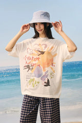 ウォーターカラーグラフィティメッシュTシャツ