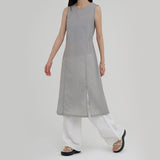 [Entov] Nylon Crinkle Cutting Slit Sleeveless Long One-Piece -3color