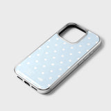ホリデーエポキシバンパーケース (silver frame / skyblue mini dot)