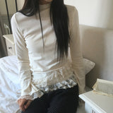 ハイオレースサイドシャーリングタートルネックTシャツ