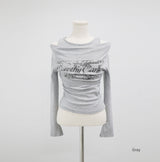 Sieta Lettering Off-Shoulder T-Shirt
