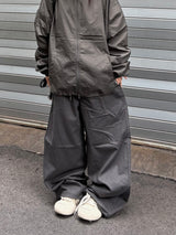 back code cotton wide pants