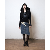 Sprayed Star Knit Hoodie(Black)