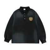 25SS WASHING EMBO RUGBY SWEATSHIRT BLACK
