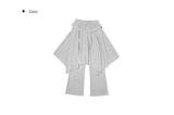 26SS★ [MADE/Skirt+Pants SET] フォリン ブーツカットパンツ アンバランス シャーリング フレア レイヤードスカート