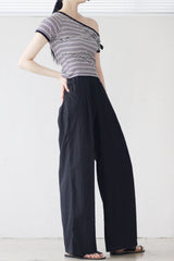 Bent Wide Pintuck Slacks