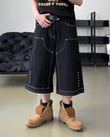 Beto Studded Bermuda Denim Pants