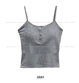 Fake button ribbed cap sleeveless (with cup)