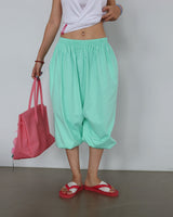 4 color banding harem baggy Aladdin half-length shorts