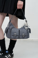 out pocket shoulder bag