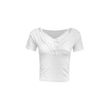 Bella Dot Lace Crop Tee Set