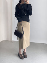 Raond Belt H-line Cut-out Long Skirt