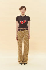 SIGNATURE BIG CHERRY CROP T-SHIRT - DARK BROWN