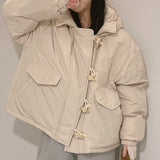 Second tteokbokki oversized hooded padded jacket