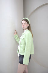 Ribbon Pearl Fur Hairband Green