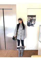 turtleneck button oversized-fit half cardigan