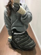 モリーストリッピードニットロングスカート(2 Colors)