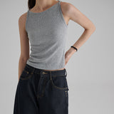 [Rosena] Ribbed Boat Neck Cropped Sleeveless - 5color