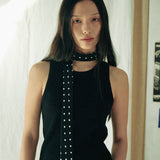 DOT pattern slim tie (black)