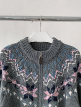 Winter Cozy No Collar Knitwear Zip-Up Cardigan